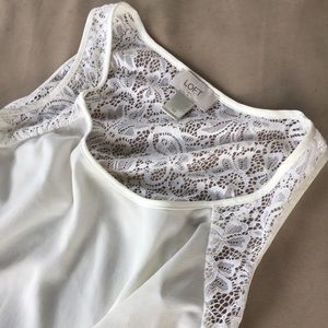 Loft eggshell colored blouse with lace